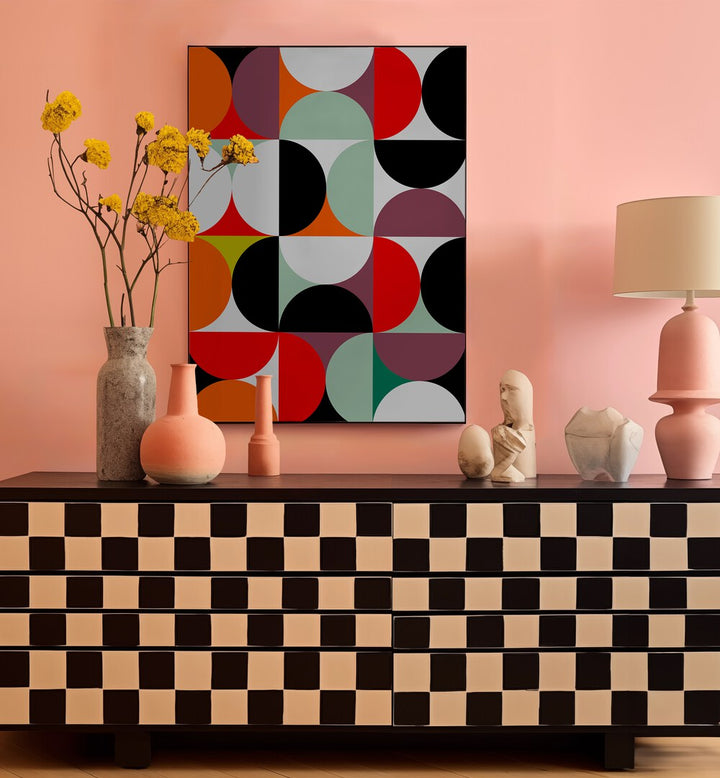 Vibrant MID CENTURY I, ABSTRACT PAINTINGS by Ana Rut Bre, perfect for modern elegance in any space.