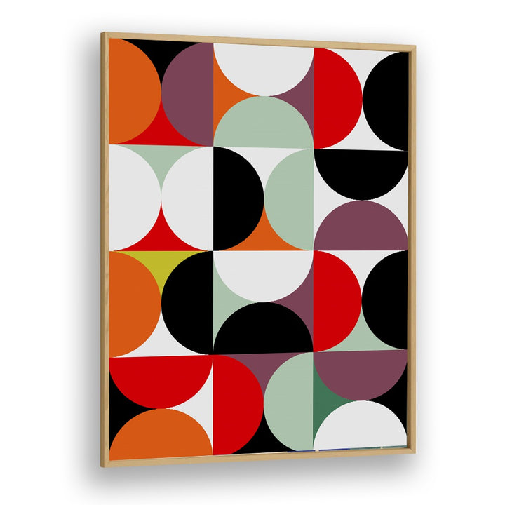 Vibrant MID CENTURY I, ABSTRACT PAINTINGS by Ana Rut Bre, framed in oak, enhance modern elegance in any space.