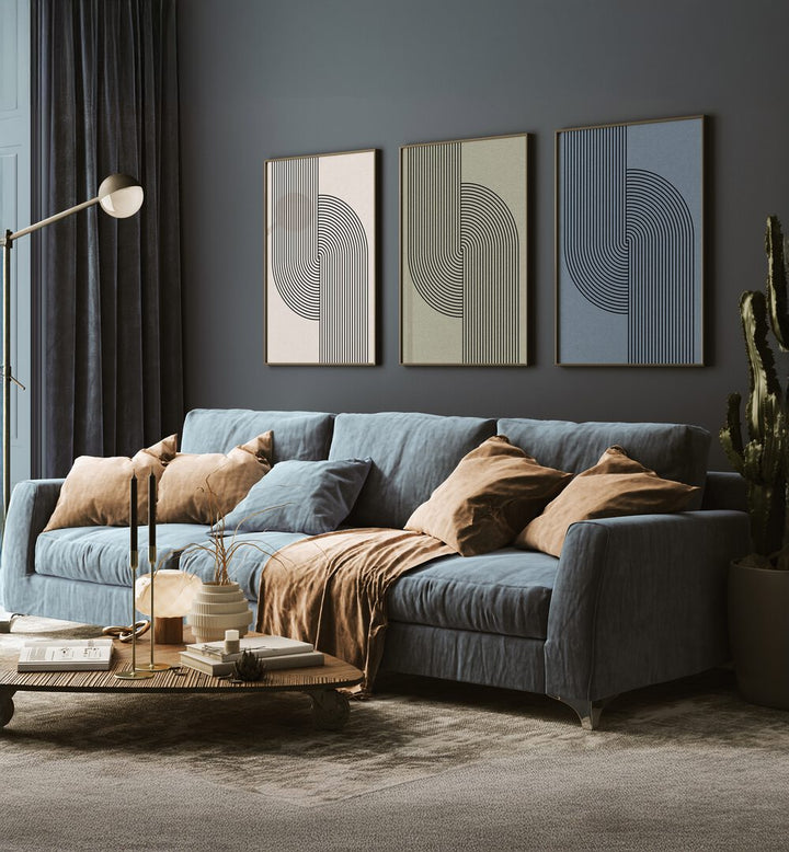 Elevate your decor with the MID CENTURY MODERN COMPOSITION SET, SET OF 3 PAINTINGS, perfect for any stylish space.