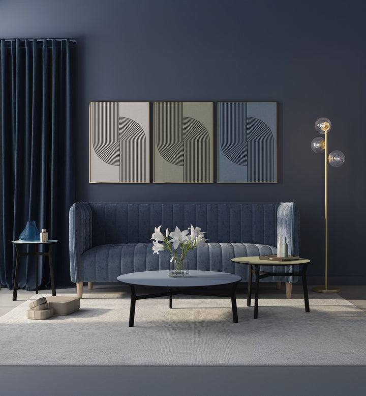 Elevate your decor with the MID CENTURY MODERN COMPOSITION SET, SET OF 3 PAINTINGS showcasing contemporary design.