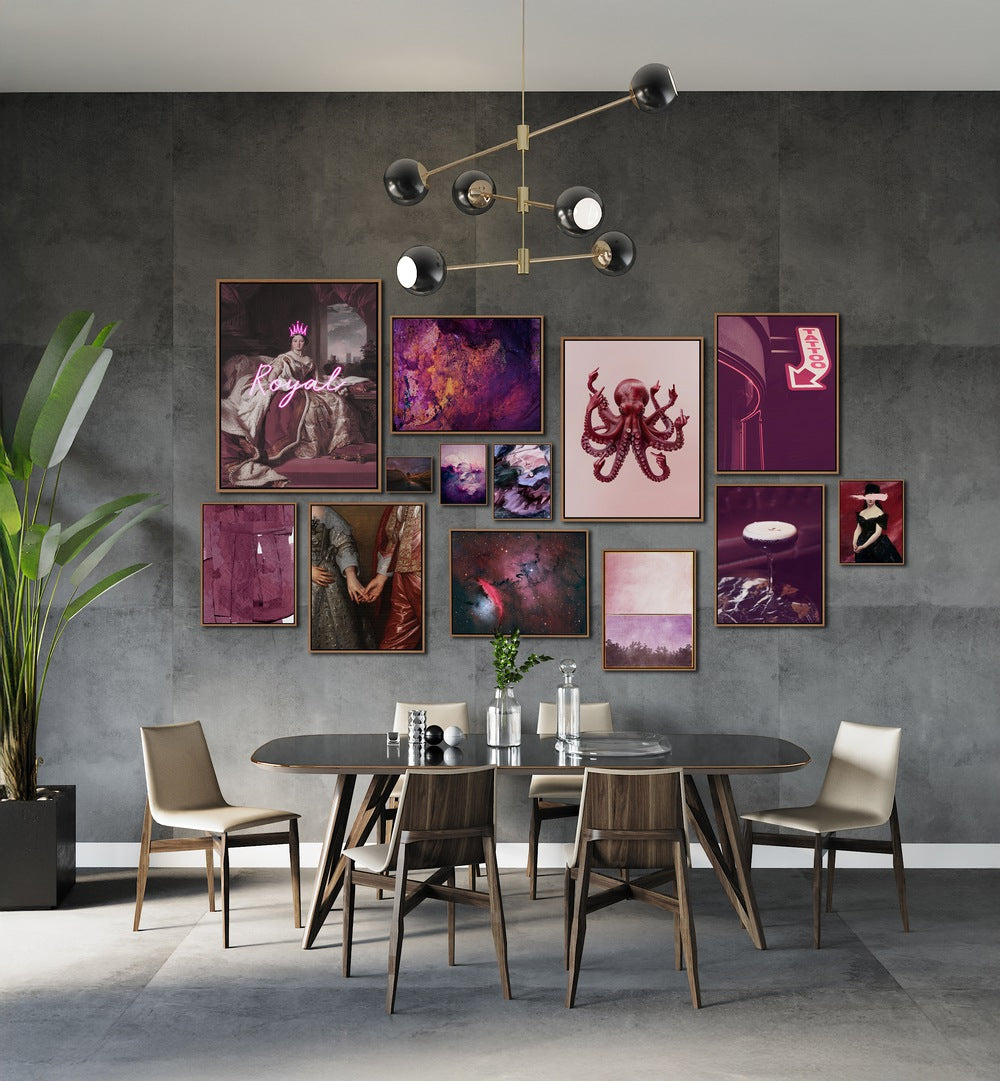 Elegant MIDNIGHT PLUM GALLERY WALL showcasing vibrant art prints, perfect for modern gallery walls in any living space.