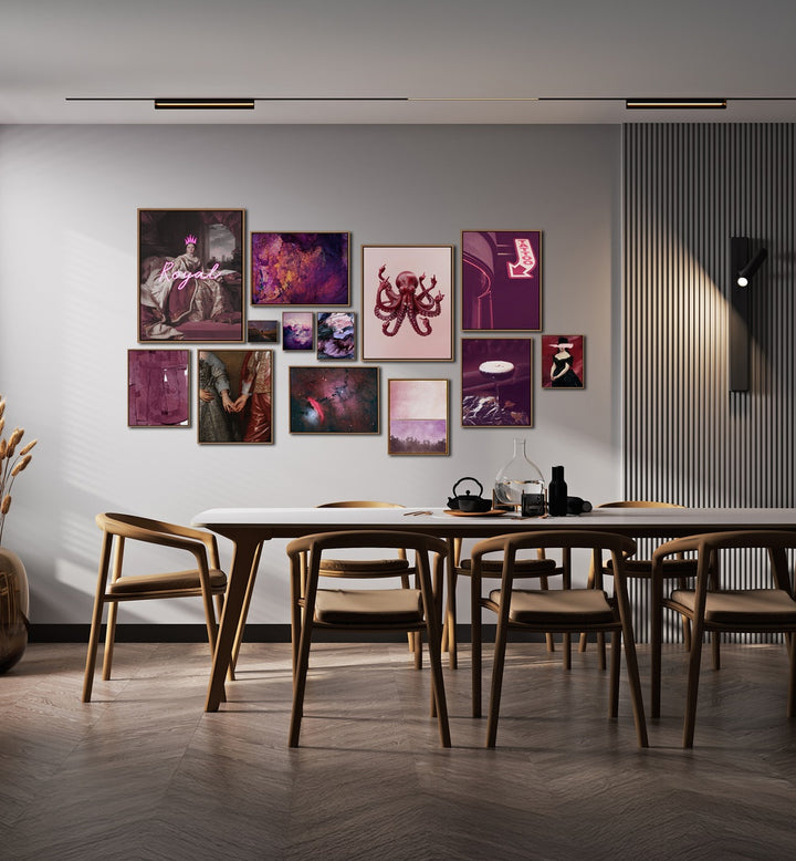 Elegant MIDNIGHT PLUM GALLERY WALL showcasing vibrant art prints, perfect for modern gallery walls in any living space.