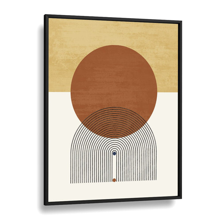 Stylish MINIMALIST CIRCULAR, BOHO ART PRINTS in a sleek black frame, perfect for enhancing your room's ambiance.
