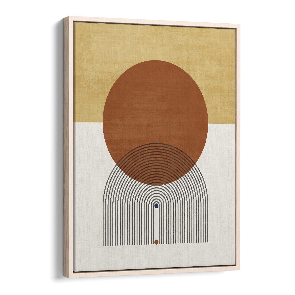 Stylish MINIMALIST CIRCULAR, BOHO ART PRINTS in oak floater frame, perfect for elevating your home decor.