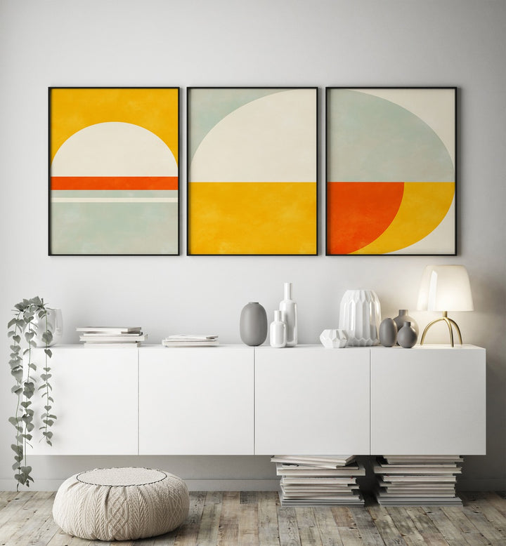 Stylish MINIMALIST SUNSET SET, SET OF 3 PAINTINGS perfect for transforming your living space into a serene oasis.
