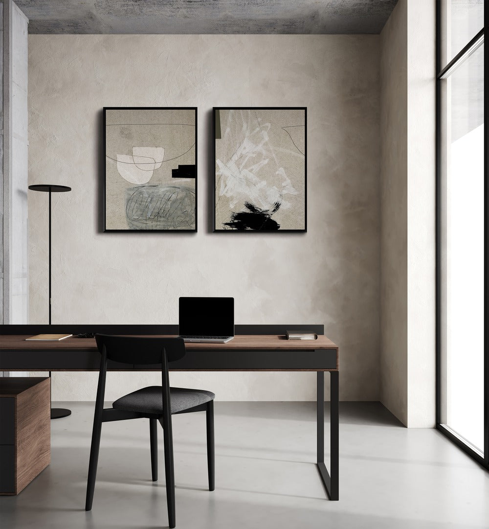 Elevate your decor with the MINIMAL MIX ABSTRACT SET, SET OF 2 PAINTINGS, showcasing modern elegance in any space.