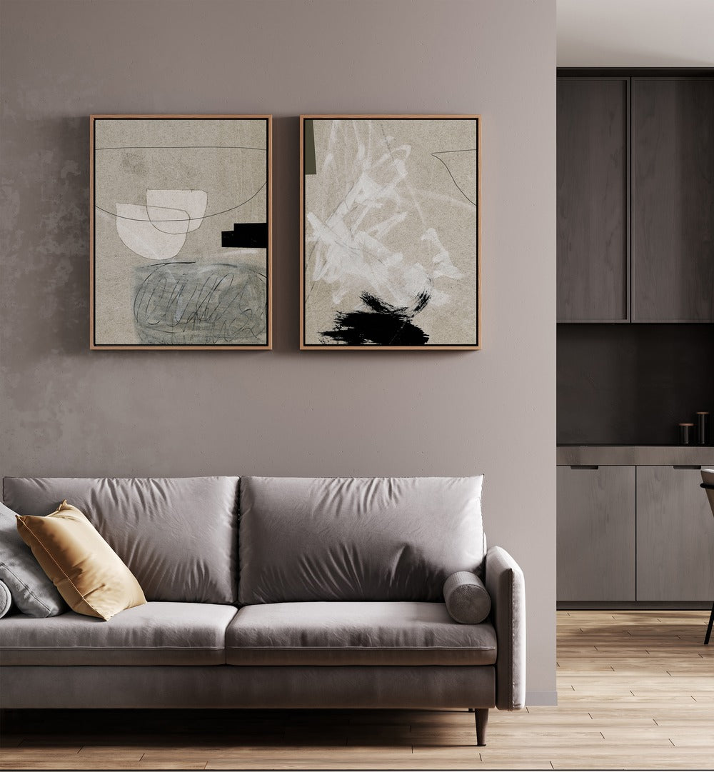 Elevate your decor with the MINIMAL MIX ABSTRACT SET, SET OF 2 PAINTINGS, showcasing modern elegance and style.