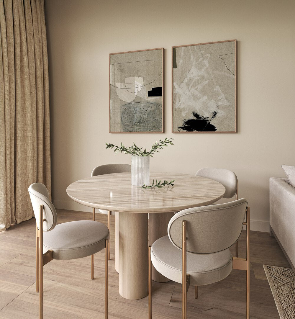Elevate your decor with the MINIMAL MIX ABSTRACT SET, SET OF 2 PAINTINGS, perfect for modern spaces.