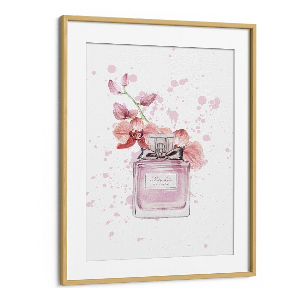 Miss Dior Perfume I Fashion Art Artwork in Oak Wood Frame With Mount