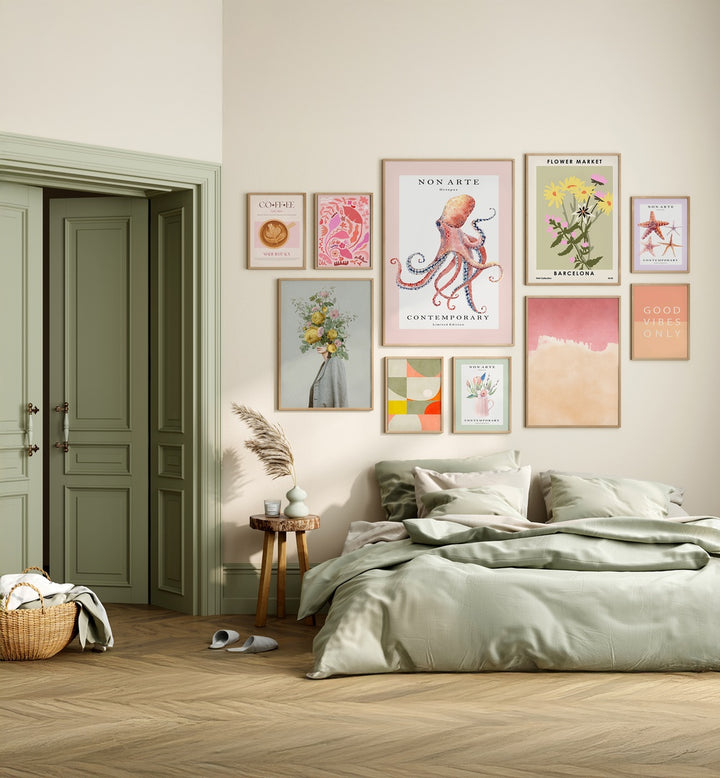 Create a stunning FUSION GALLERY WALL with eclectic art prints for vibrant gallery walls in your home decor.