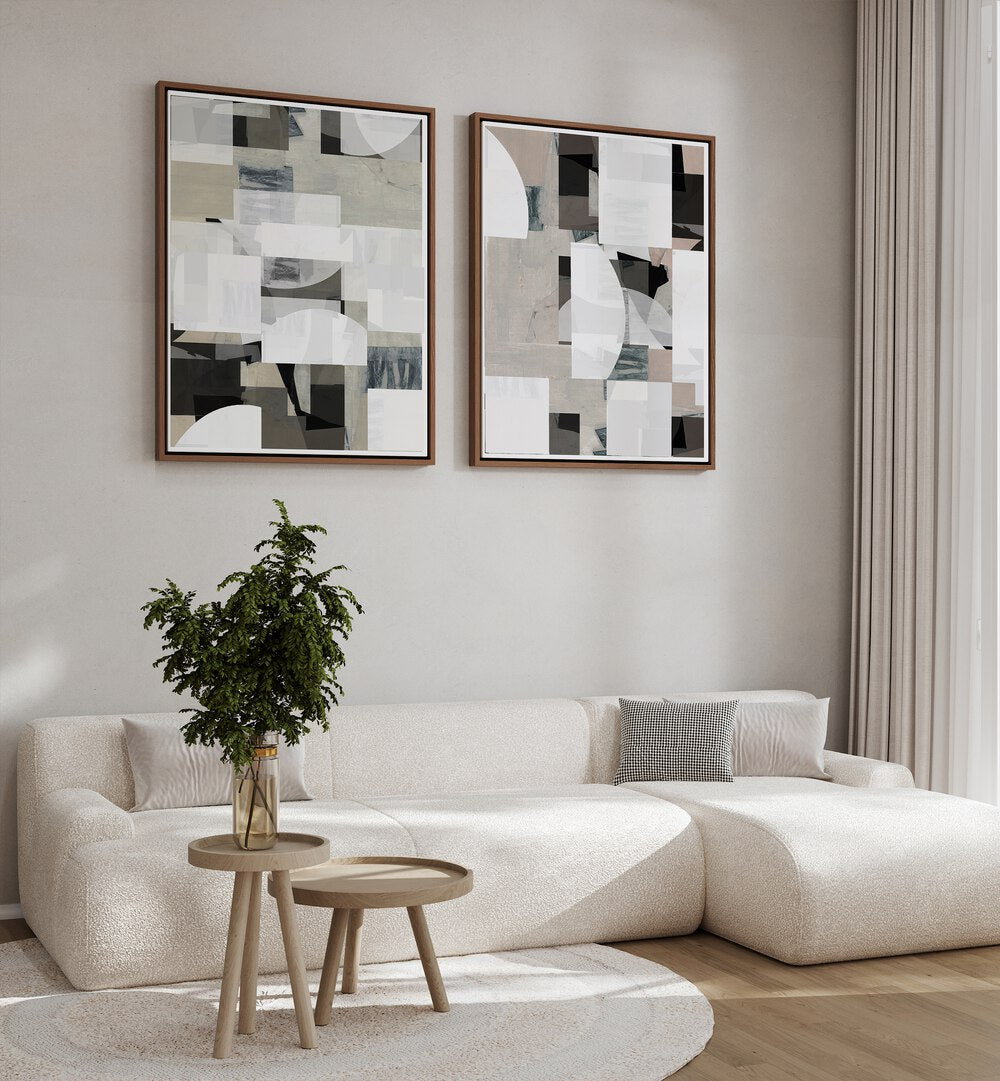 Elevate your decor with the MOCHA ABSTRACT COMPOSITION SET, SET OF 2 PAINTINGS, perfect for modern living spaces.