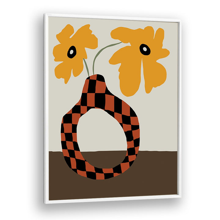 Modern Pottery And Flower, Botanical Art Paintings Artwork in White Plain Frame