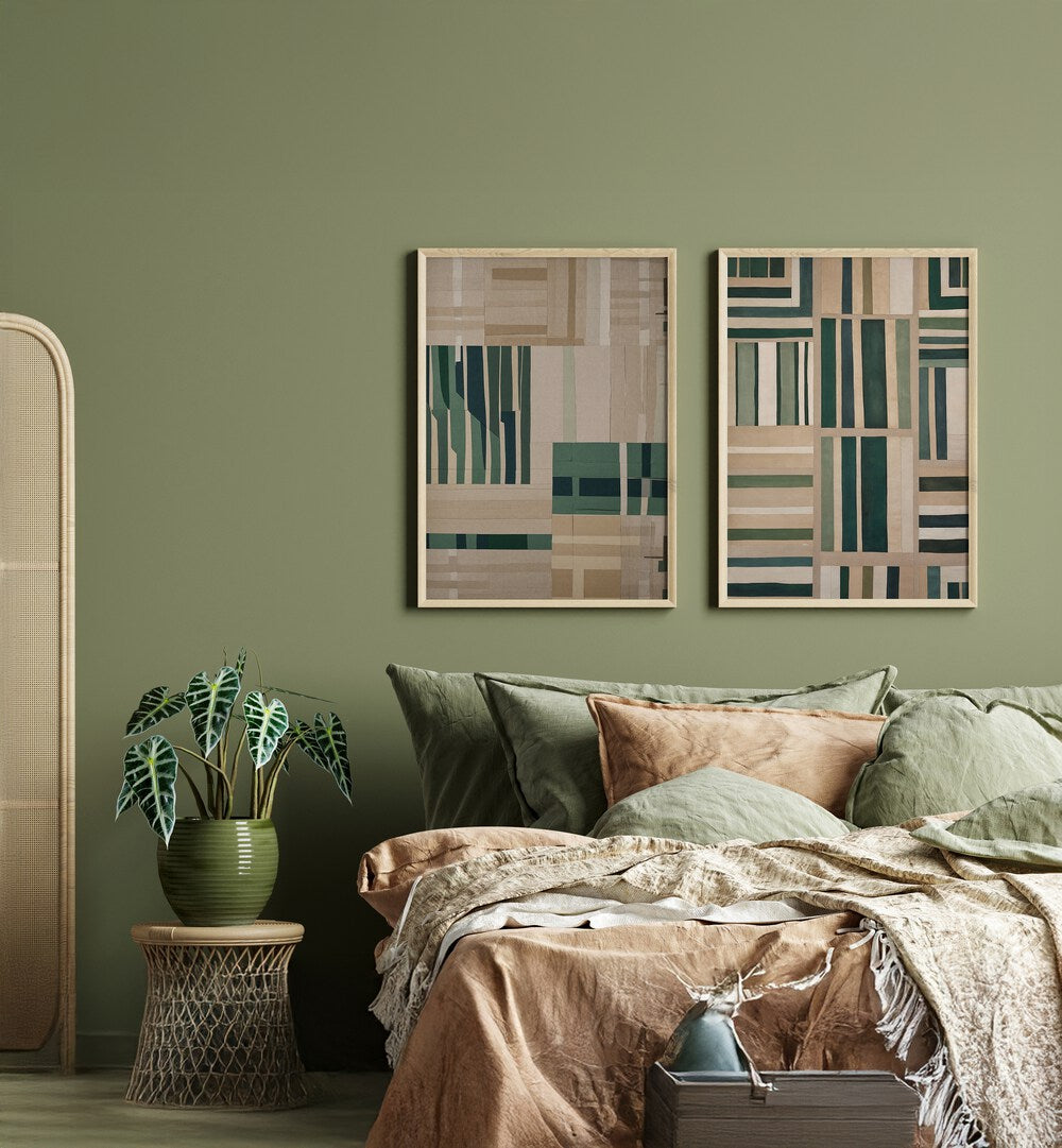 Elevate your decor with the MODERNIST PAPER CUT SET, SET OF 2 PAINTINGS, perfect for modern homes and offices.