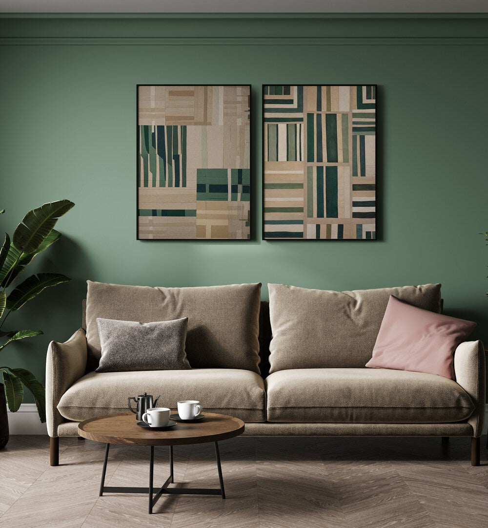 Enhance your decor with the MODERNIST PAPER CUT SET, SET OF 2 PAINTINGS, featuring elegant contemporary designs.