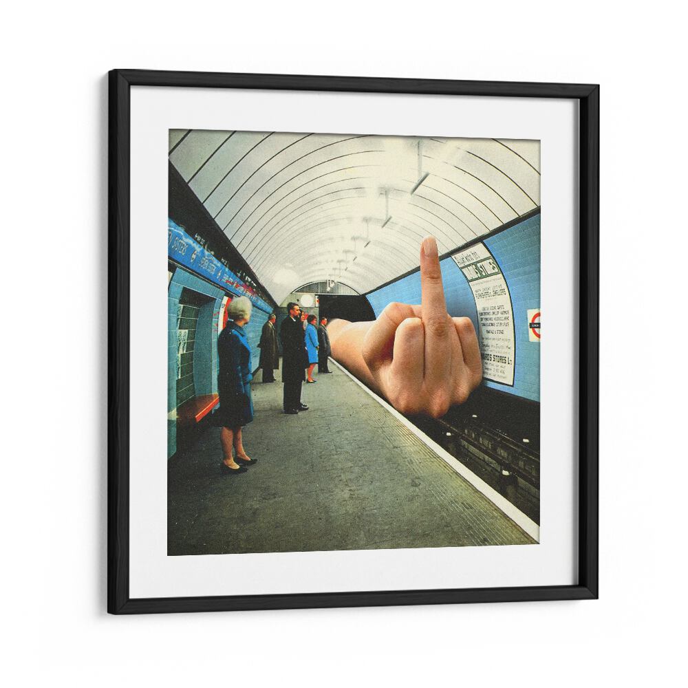"MONDAY MOOD, SURREAL ART PRINTS in a sleek black frame, perfect for transforming your space with artistic flair."
