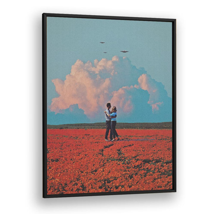 Captivating MONDAY, SURREAL ART PRINTS featuring a couple in a vibrant, surreal landscape with striking colors.