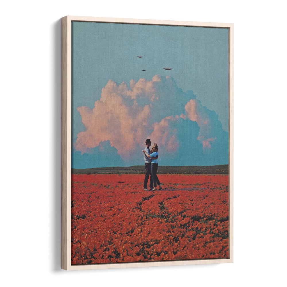 Enchanting MONDAY, SURREAL ART PRINTS featuring a couple in a vibrant field under a dreamy sky, perfect for elevating spaces.
