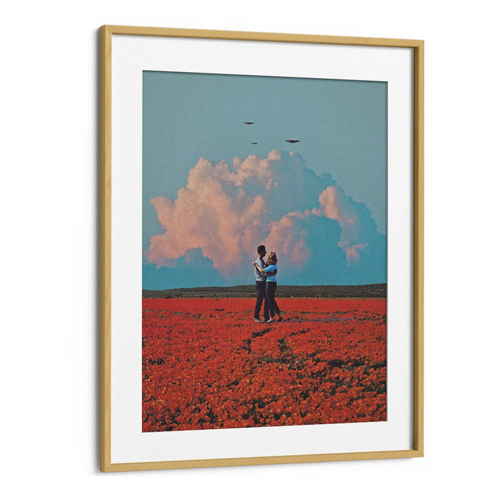 Elevate your decor with MONDAY, SURREAL ART PRINTS featuring a romantic couple in a vibrant field. Perfect for any space.
