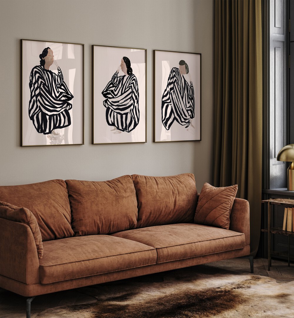 Elevate your decor with the MONOCHROME MUSE SET, SET OF 3 PAINTINGS, showcasing elegant simplicity in your space.