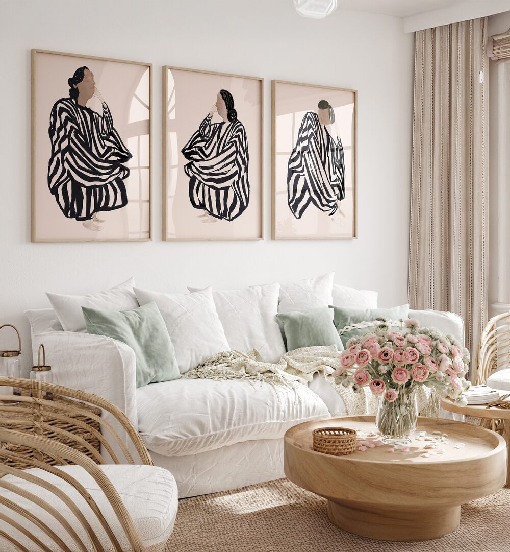 Elegant MONOCHROME MUSE SET, SET OF 3 PAINTINGS enhances modern living spaces with stunning simplicity.