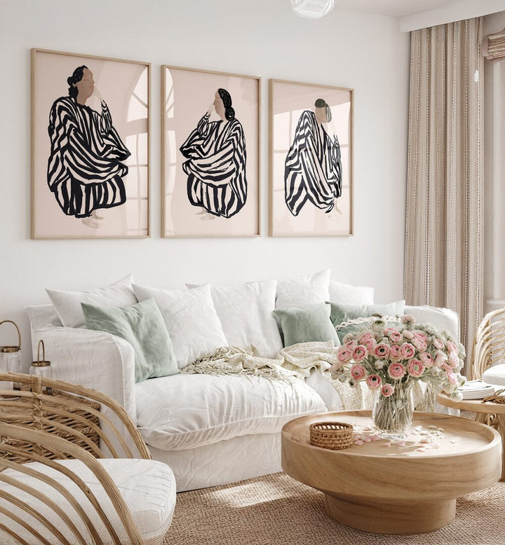 Elegant MONOCHROME MUSE SET, SET OF 3 PAINTINGS enhances modern living spaces with stunning simplicity.