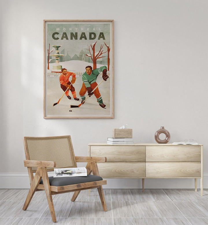 Montreal Canada Pond Hockey Guys poster showcasing the spirit of ice hockey, perfect for sports enthusiasts.