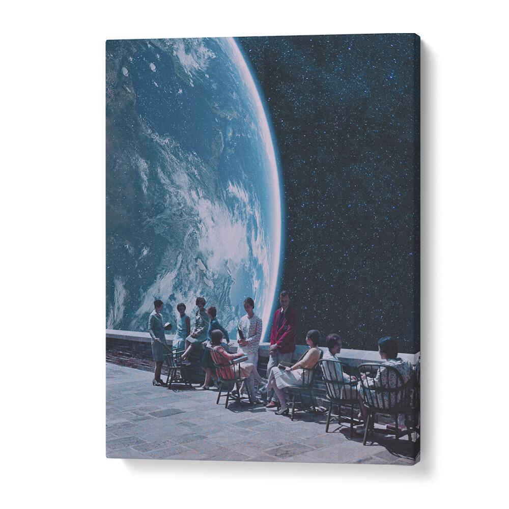 Captivating MOON TERRACE LOUNGE , SURREAL ART PRINTS by Space Rocket Art transforms your space with enchanting visuals.