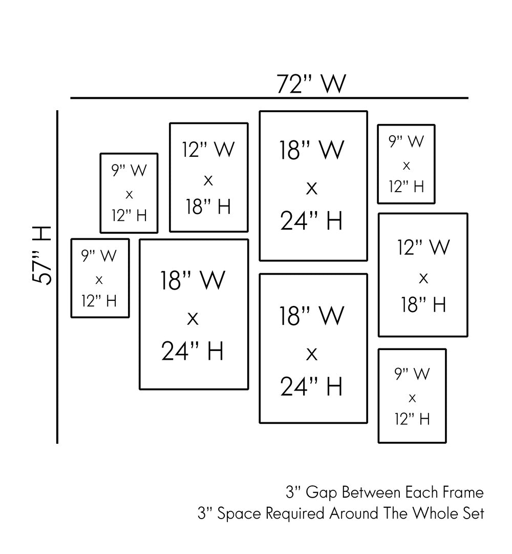Stylish layout guide for the MOON CHILD GALLERY WALL, GALLERY WALLS & SETS to enhance your decor.