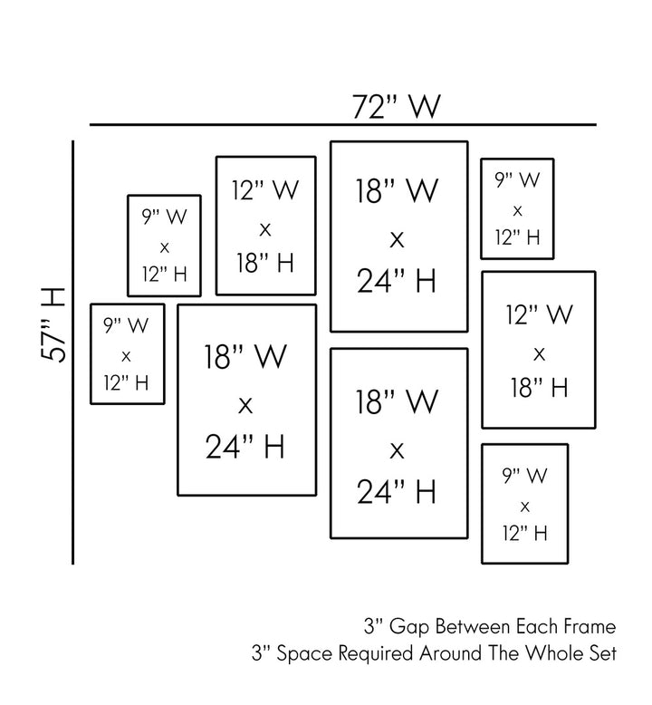 Stylish layout guide for the MOON CHILD GALLERY WALL, GALLERY WALLS & SETS to enhance your decor.