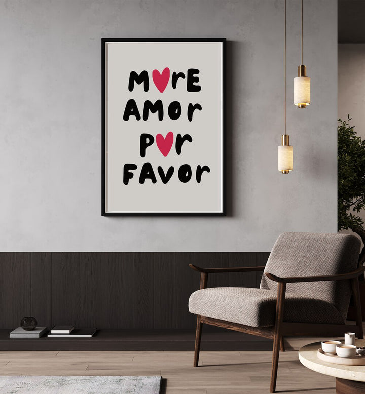 More Amor Fashion Art Artwork in Gallery Wrap Artwork Placed on a wall In A Living Room