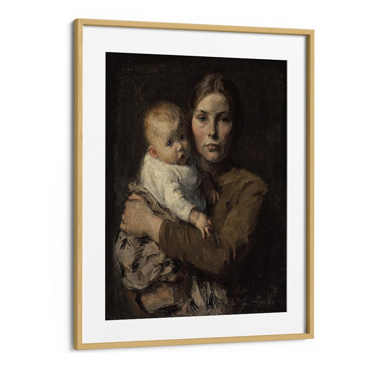 Mother and Child Vintage Paintings showcase Gari Melchers' heartfelt connection in a beautiful oak frame.