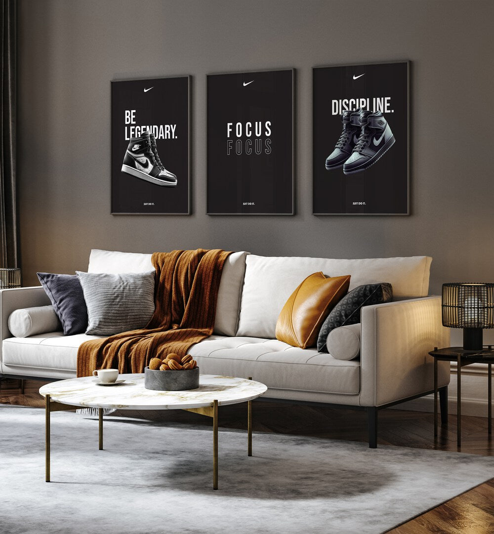 Transform your space with the MOTIVATIONAL FOCUS SET, SET OF 3 PAINTINGS featuring inspiring designs and bold typography.
