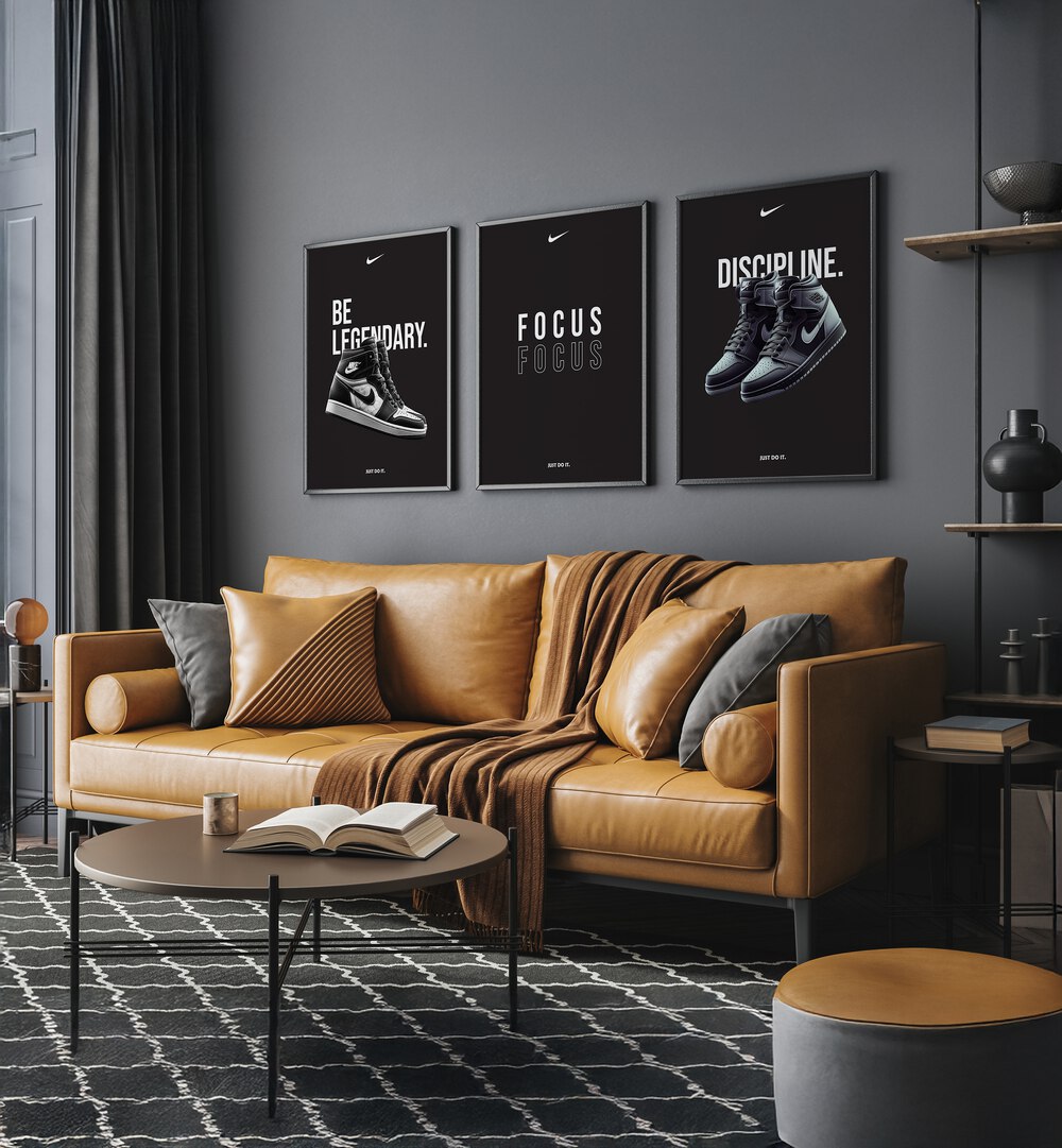 Elevate your space with the MOTIVATIONAL FOCUS SET, SET OF 3 PAINTINGS featuring inspiring typography.