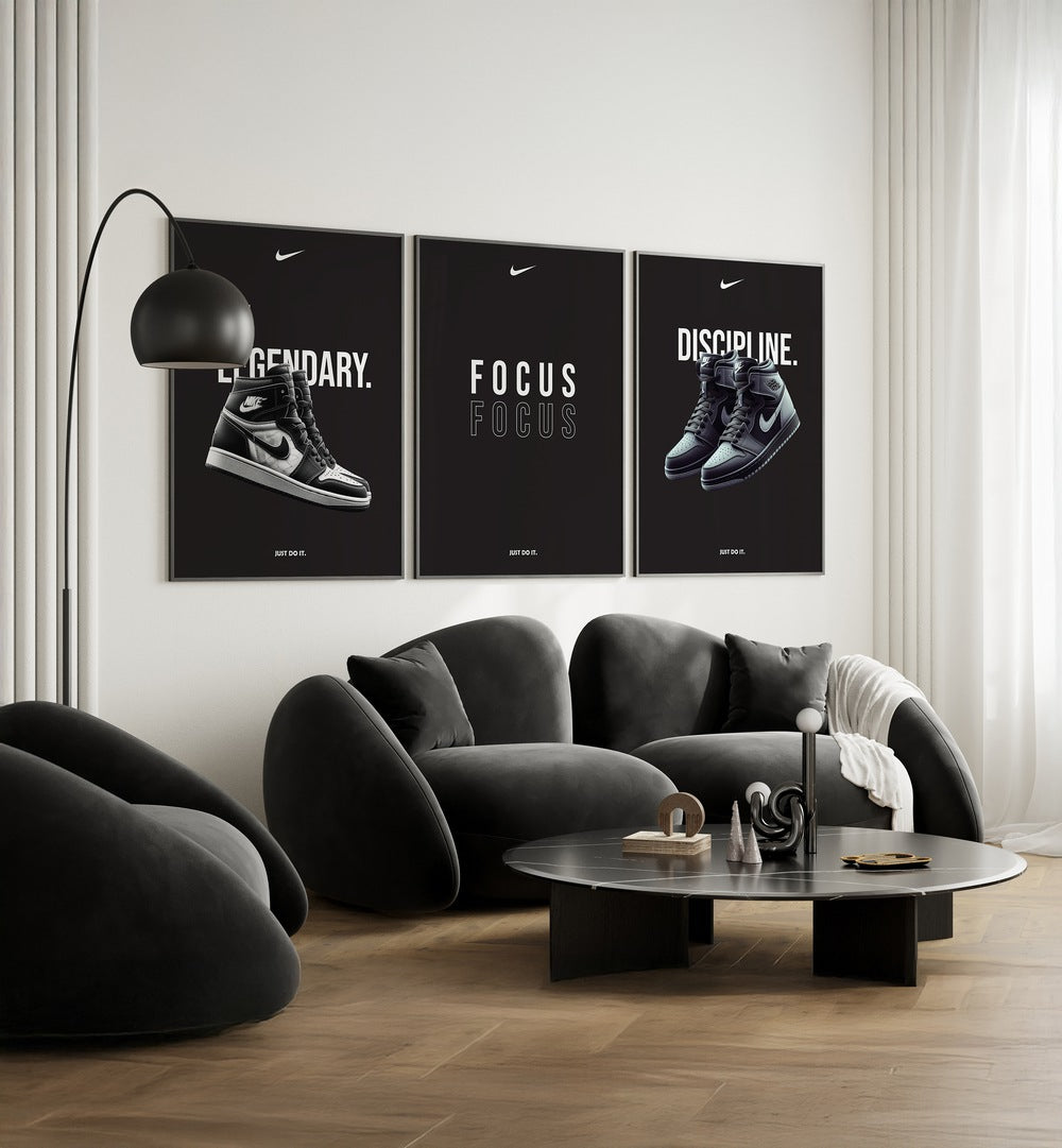 Transform your space with the MOTIVATIONAL FOCUS SET, SET OF 3 PAINTINGS, featuring inspiring wall art and bold typography.