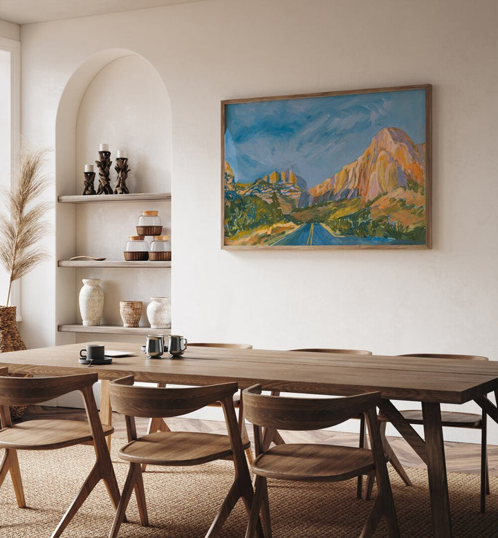 Stunning MOUNTAIN ROAD, LANDSCAPE PAINTINGS enhance your living space with serene mountain views and vibrant colors.