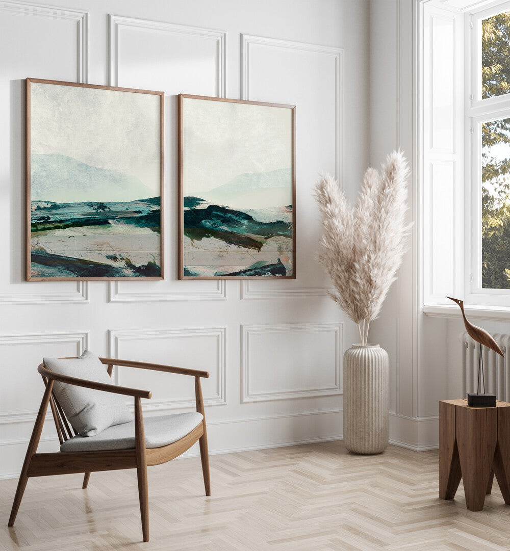 Elegant MOUNTAINS SET, SET OF 2 PAINTINGS, enhancing your home with serene mountain landscapes and tranquil beauty.