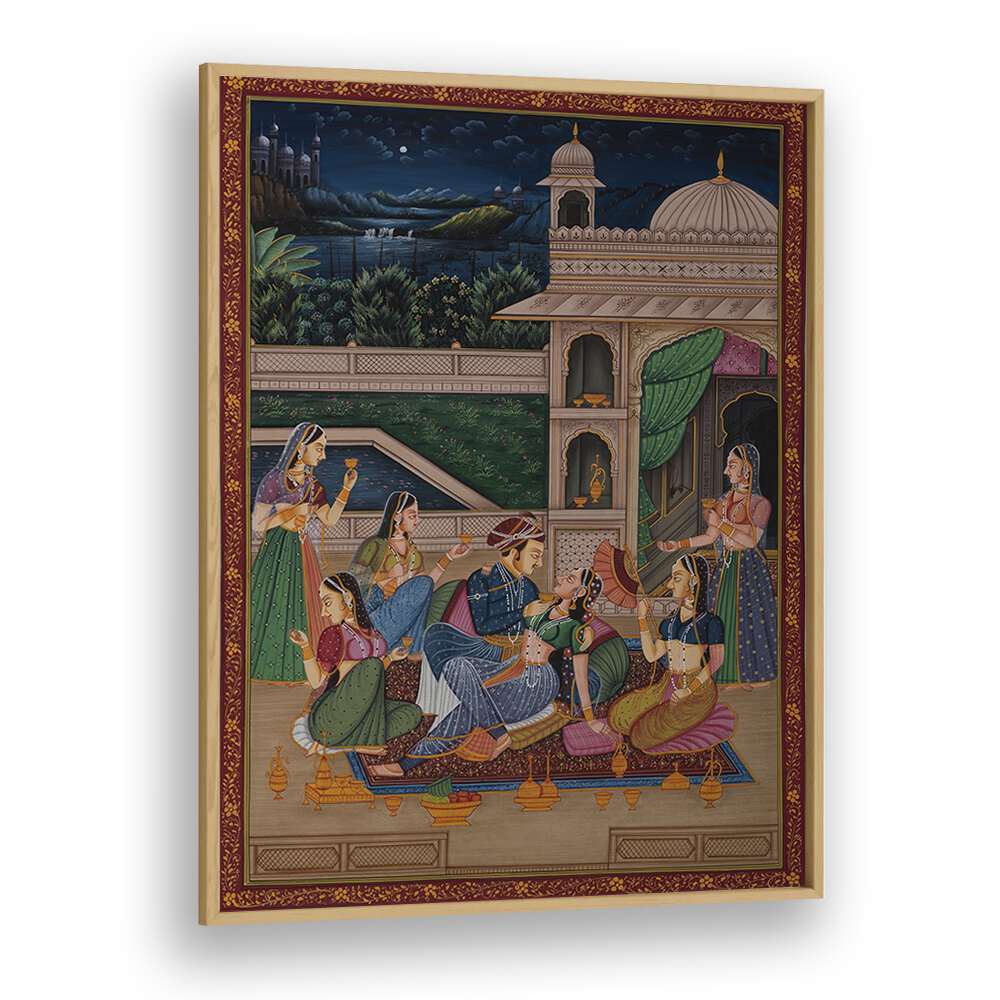 Mughal painting showcasing vibrant scenes from Indian art paintings, perfect for enriching your decor.