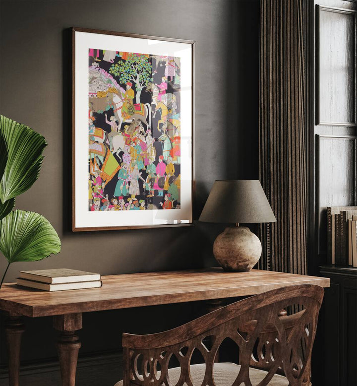 Vibrant Mughal art painting showcasing the grandeur of Mughals of India, perfect for enriching your decor.