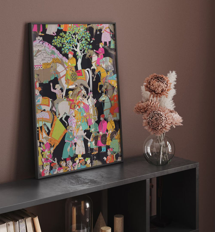 Vibrant Mughal art painting showcasing the MUGHALS OF INDIA, INDIAN ART PAINTINGS, perfect for cultural decor.