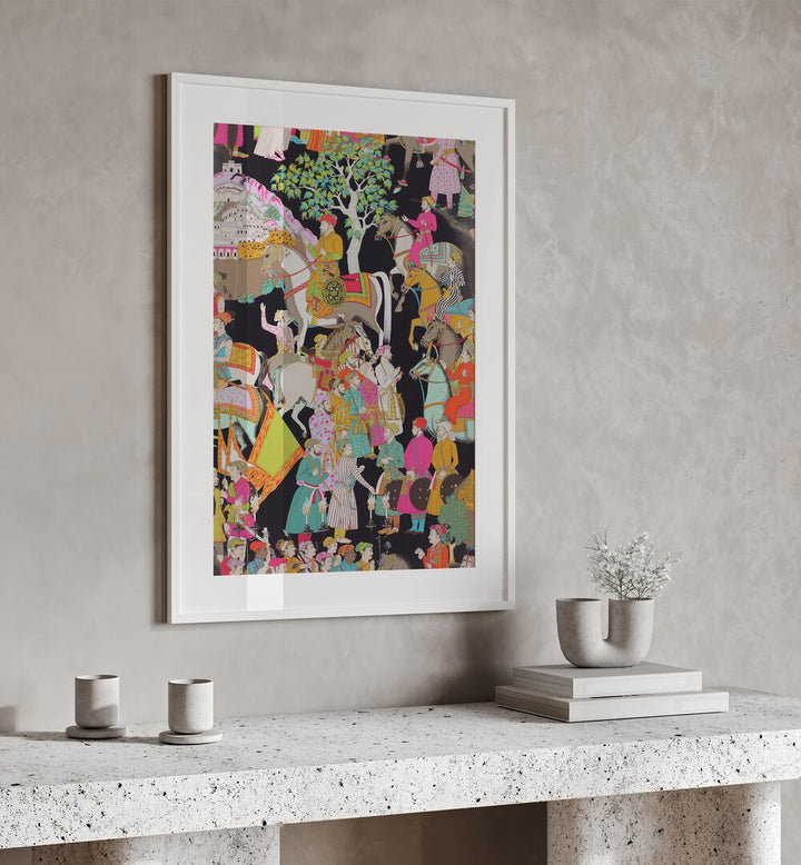 Vibrant Mughal scenes capture the essence of history in MUGHALS OF INDIA, INDIAN ART PAINTINGS. A stunning decor choice!