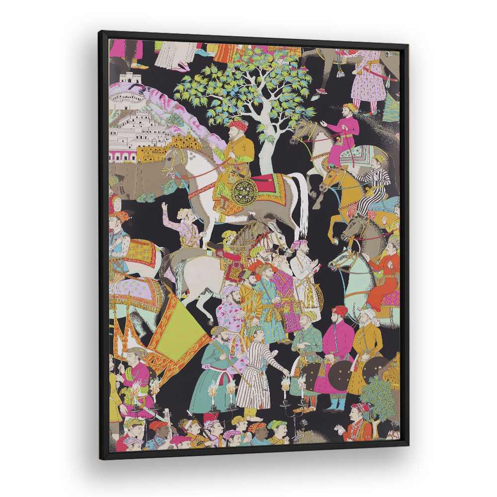 Vibrant MUGHALS OF INDIA , INDIAN ART PAINTINGS showcasing cultural richness in a stunning framed artwork.