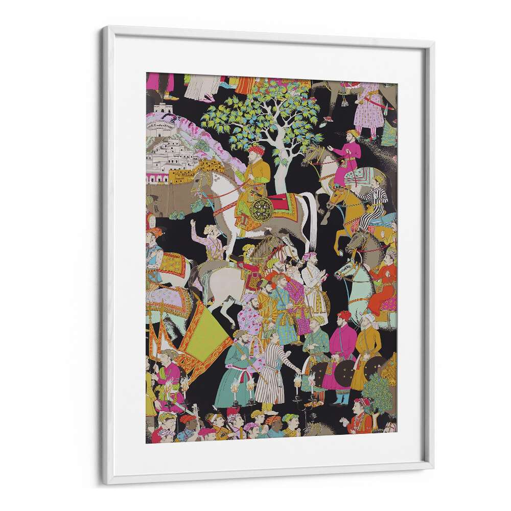 Vibrant Mughal scene captured in MUGHALS OF INDIA, INDIAN ART PAINTINGS, showcasing rich cultural heritage.