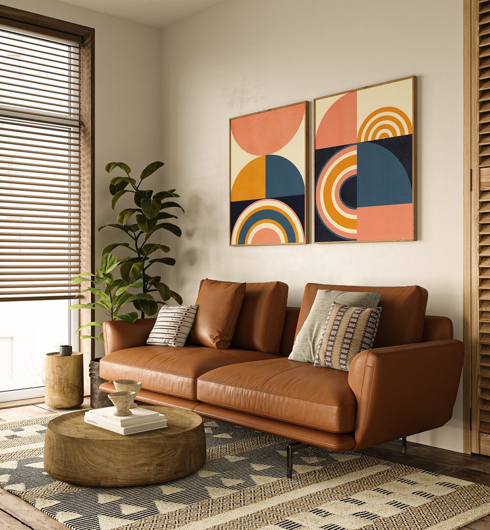 Transform your space with the MUSTARD BLUE SET, SET OF 2 PAINTINGS, blending elegance and modern design.