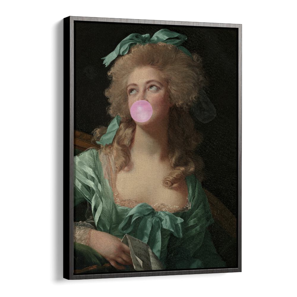 Vibrant MADAME BUBBLE-GUM, ALTERED ART PRINTS in a stylish black floater frame by Grace Digital Art Co.