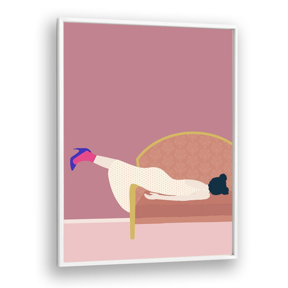 Explore MADDIES MOOD, PORTRAITS by Jota de Jai, featuring a stylish woman lounging elegantly on a chic sofa.