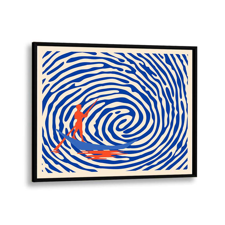 Vibrant "MAELSTROM, ABSTRACT PAINTINGS" by Uma Gokhale, showcasing bold colors and dynamic patterns in a sleek frame.
