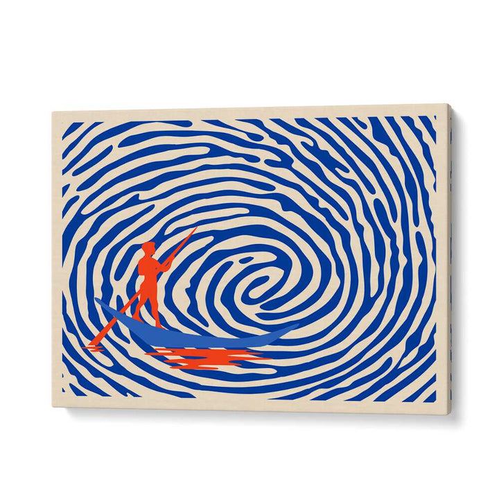 Vibrant MAELSTROM, ABSTRACT PAINTINGS by Uma Gokhale, showcasing dynamic swirls and a striking silhouette on canvas.