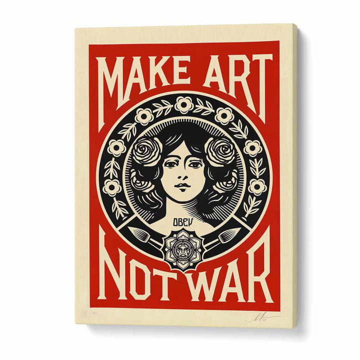 Bold "MAKE ART NOT WAR, QUOTES" typography poster showcasing creativity and peace for inspiring spaces.