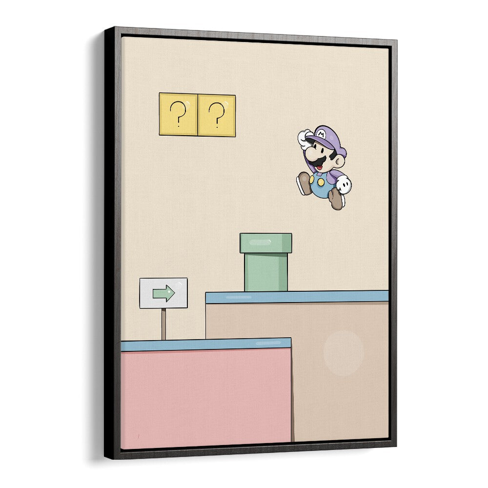 Colorful MARIO Gaming POSTERS by Samridhi Sharma highlight nostalgic gaming art in a sleek black floater frame.