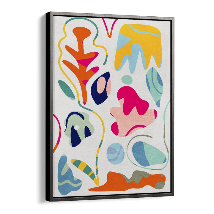Colorful Matisse Inspired Shapes, Abstract Paintings by Ana Rut Bre in a black floater frame, perfect for modern decor.